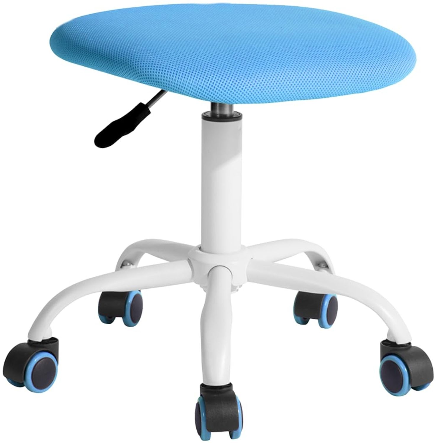 FurnitureR Sitzhocker Sitness Bobby für Kinder, Standfußring Alu weiß lackiert, Stoff, Aquarius blau Bild 1