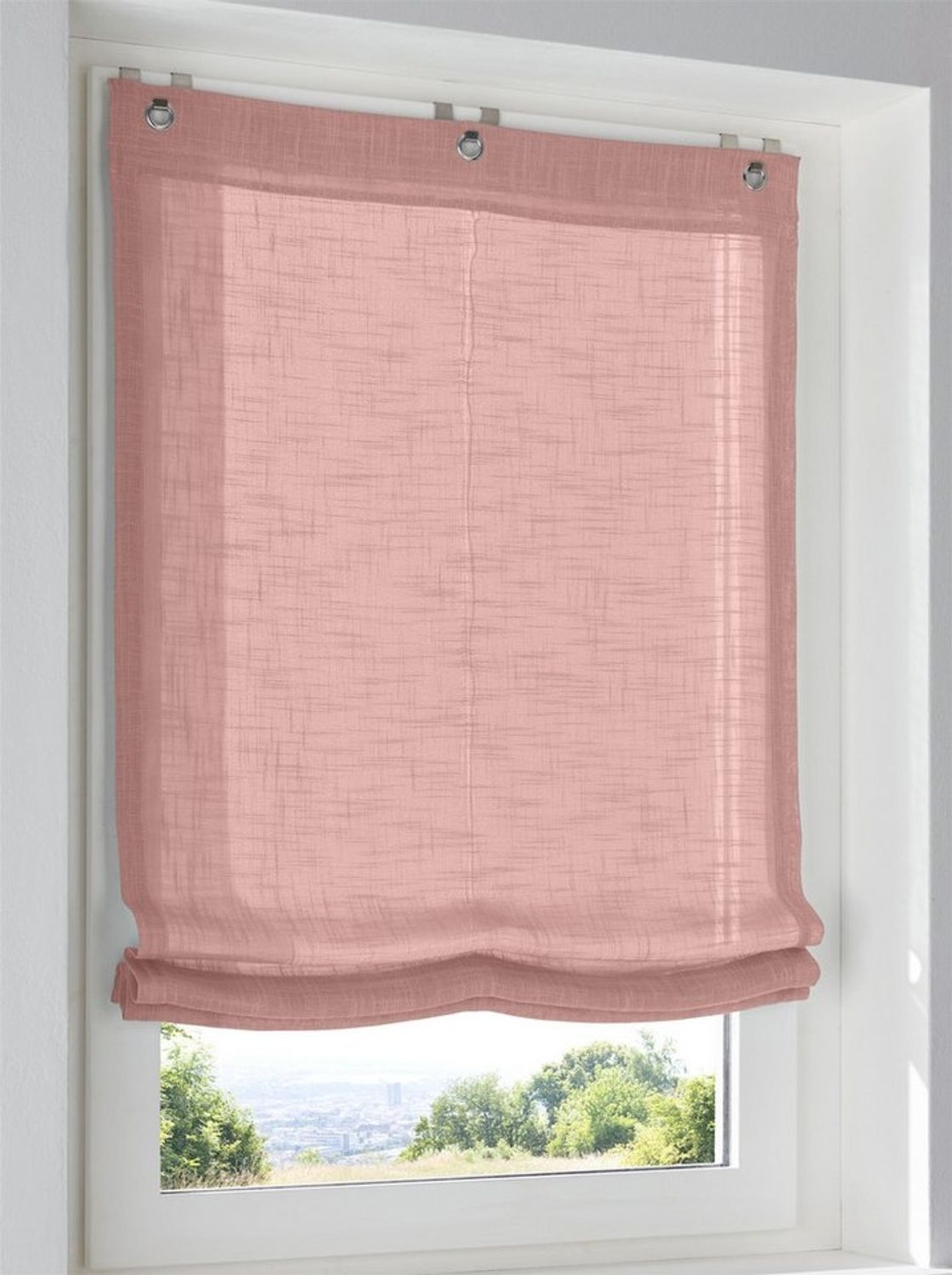 Rollo Raffrollo, heine, halbtransparent, Ösen mit Fensterhaken Bild 1