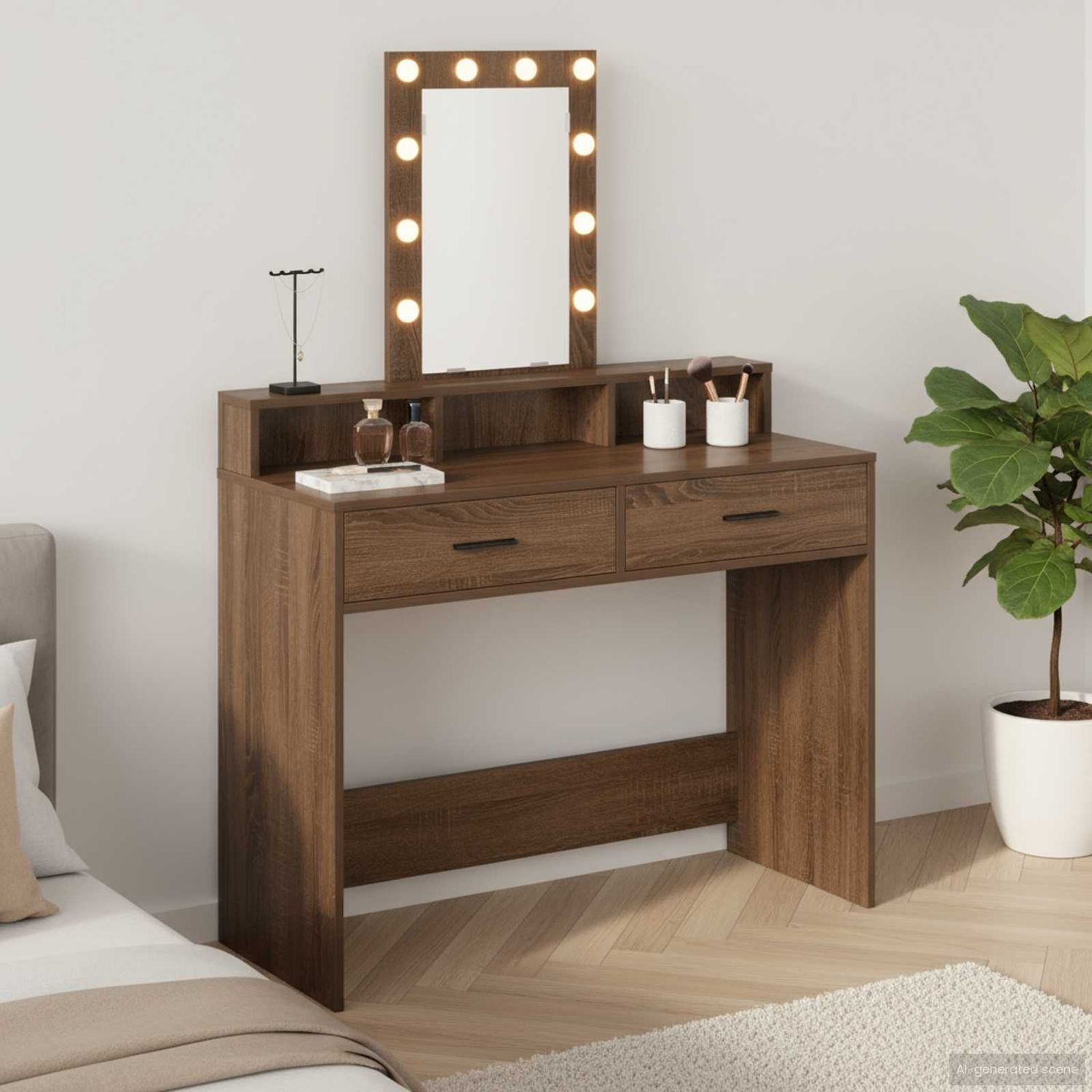 vidaXL Schminktisch mit Speicher Braun 100 x 41 x 140 cm Holzwerkstoff 865178 Bild 1