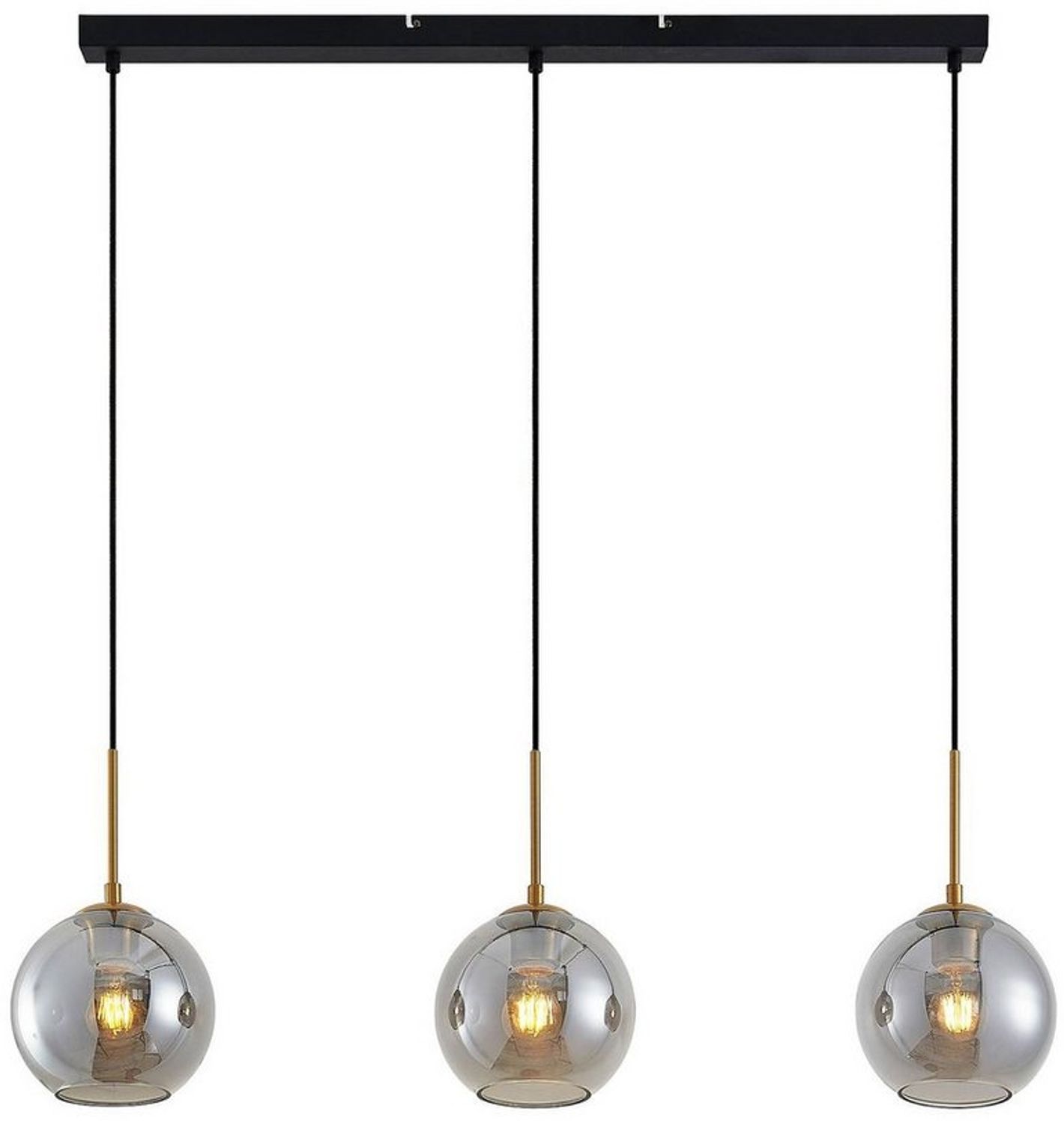 Lindby Hängeleuchte Hiwana, Glas Alu IP20, 3 x 60 W Bild 1