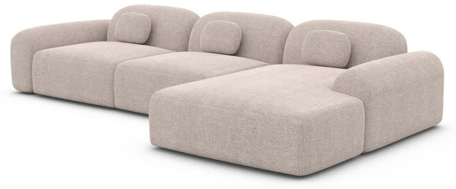 Ecksofa Barcelona L Form aus Samtstoff Kurz - Strukturstoff - beige - Rechts Bild 1
