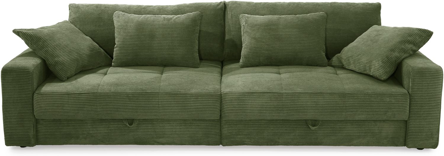 Big-Sofa 284 cm breit Wellenunterfederung Lounge-Couch Stauraum Cord Grün Bild 1
