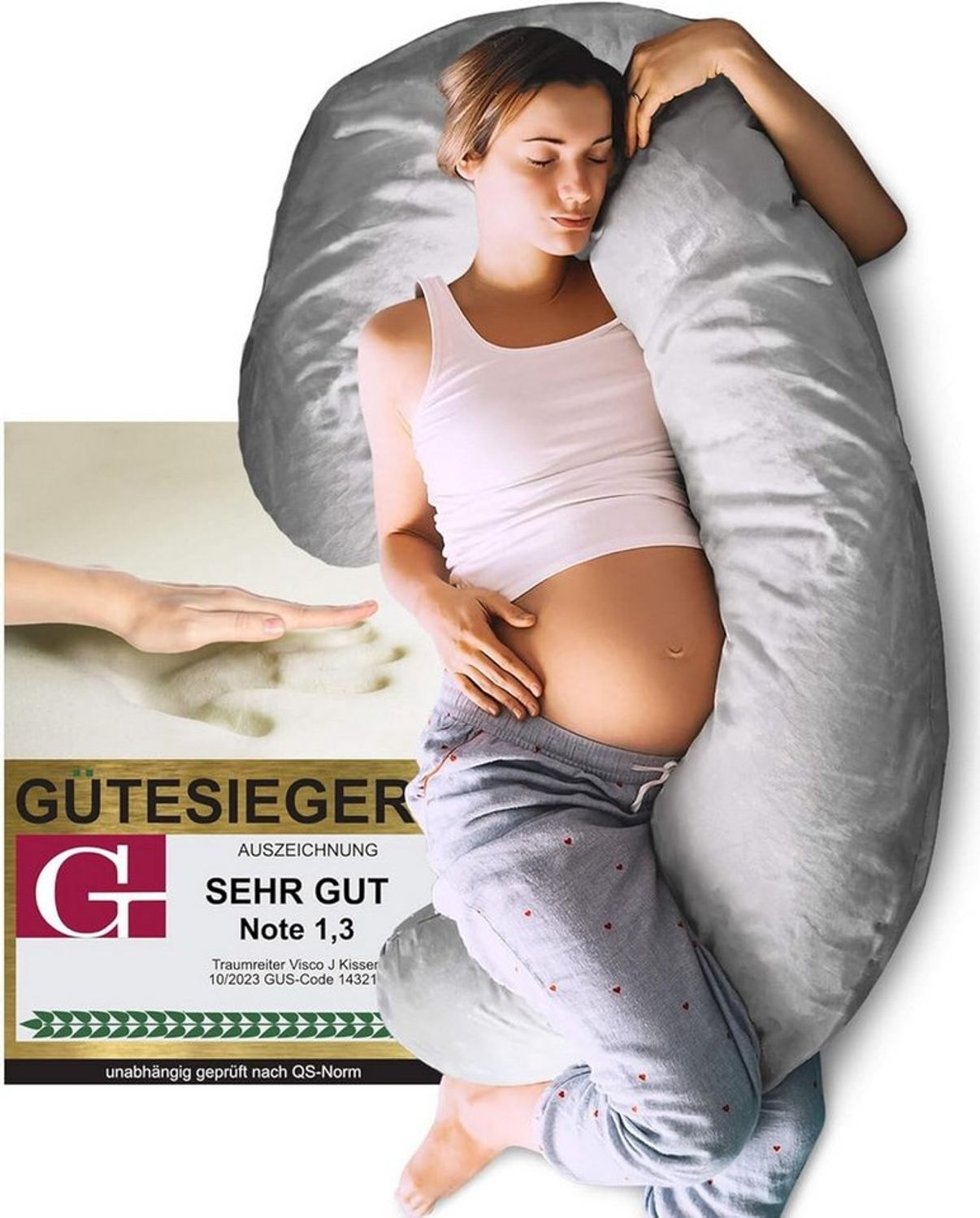 Traumreiter Seitenschläferkissen J Visco Seitenschläferkissen mit Memory Foam Support Bild 1