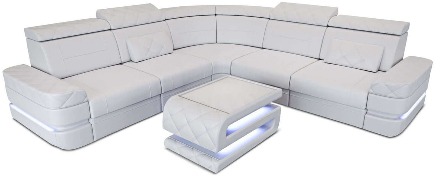 Mini Couch Positano L Form in Leder - Büffelleder - weiß Bild 1