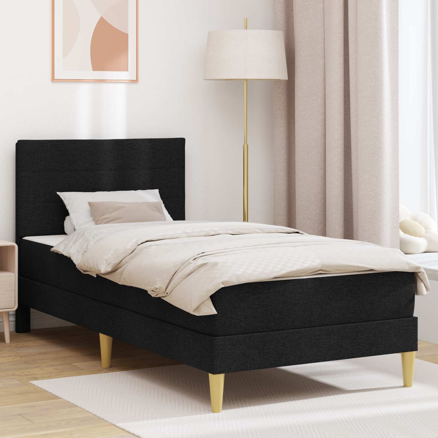 vidaXL Bettrahmen Schwarz 100 x 200 cm Polyester 3414941 Bild 1