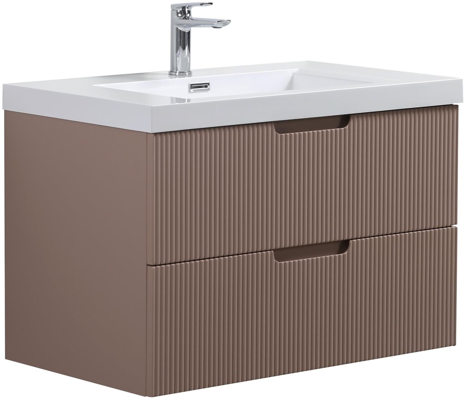 Badezimmer Badmöbel-Set Thermis 80 cm – Matt Rose – Badezimmermöbel mit Waschbecken Bild 1