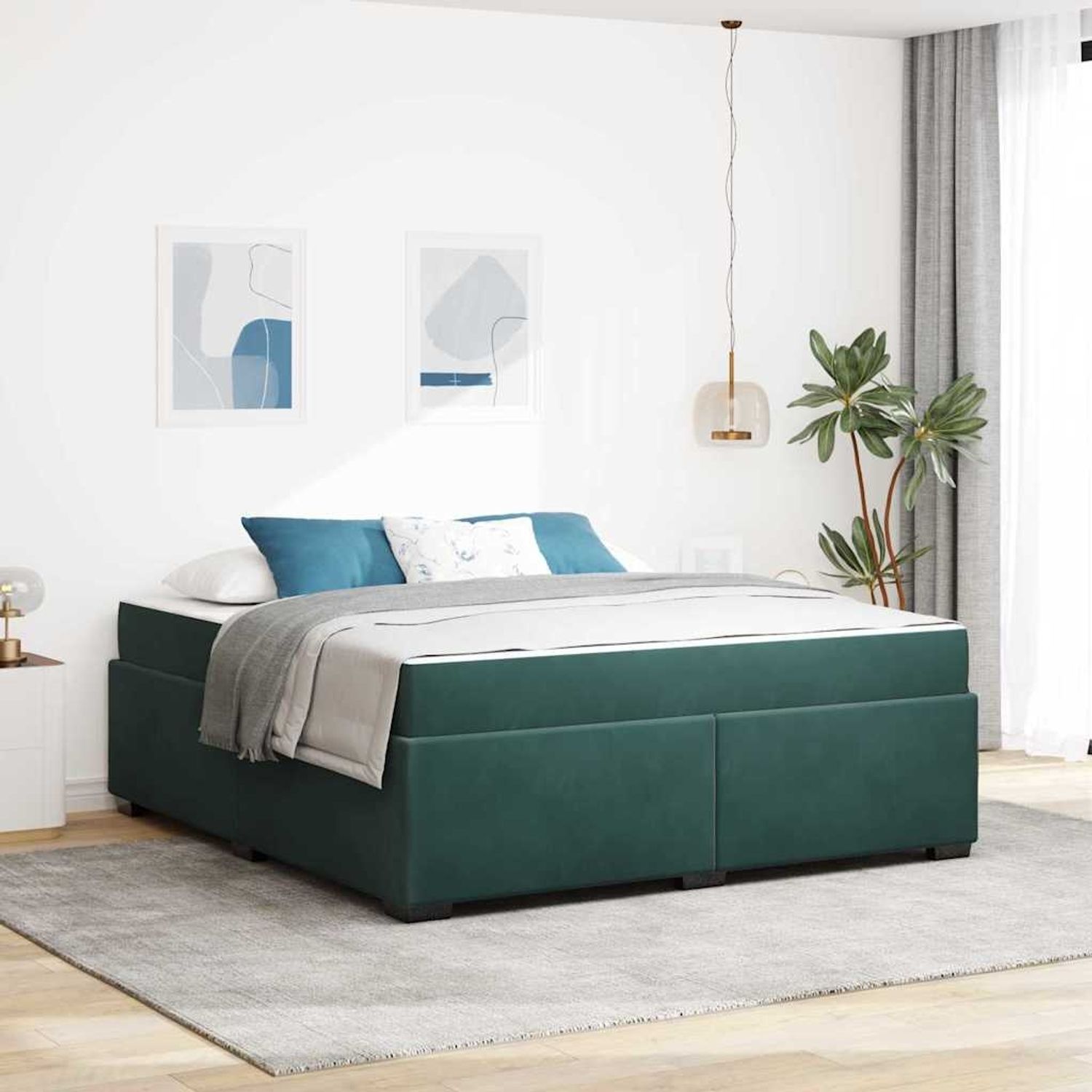 vidaXL Bettrahmen mit Matratze Dunkelgrün 180 x 200 cm Stoff 3399305 Bild 1