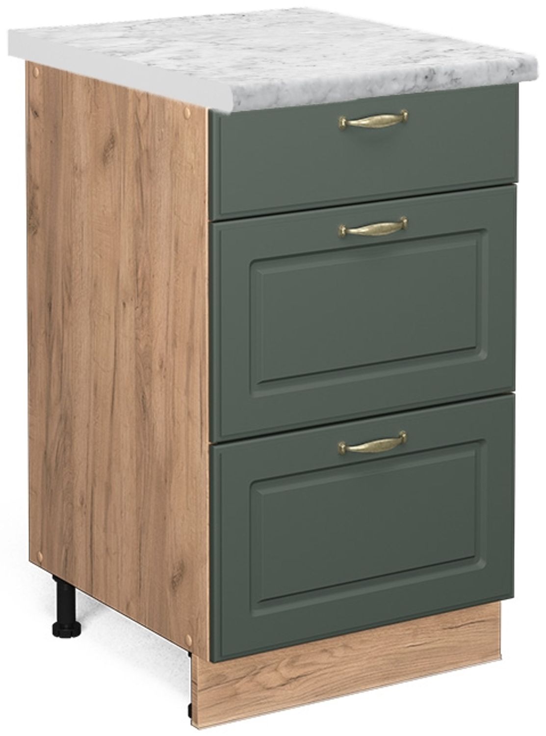 Küchenunterschrank Fame-Line Grün-Gold Landhaus 50 cm , AP Marmor Vicco Bild 1
