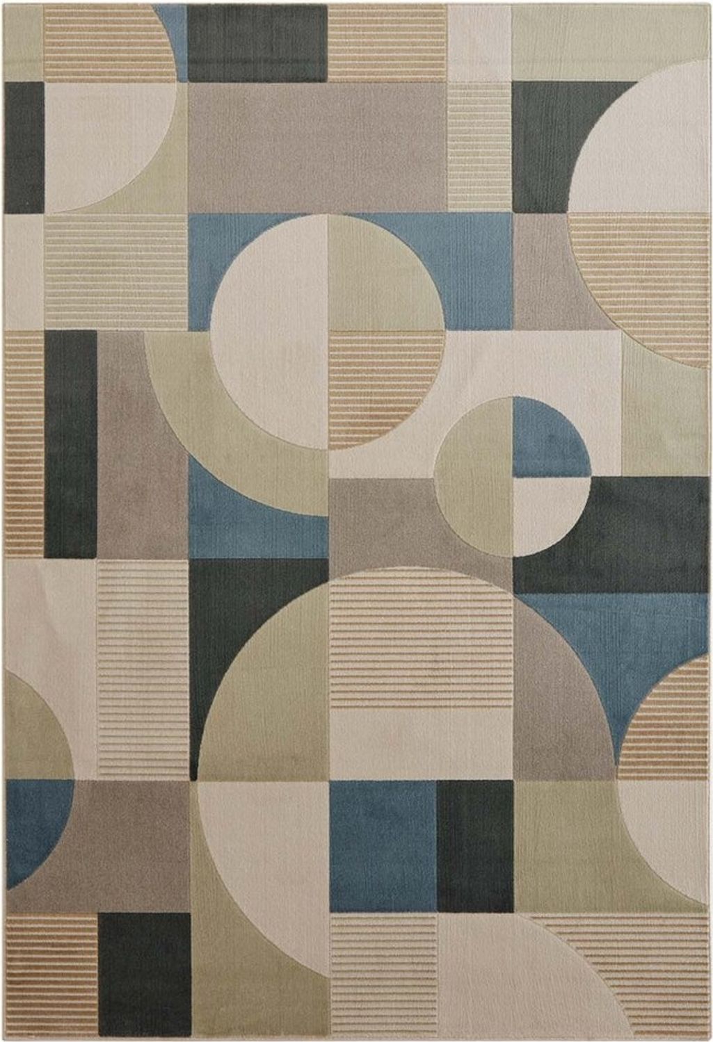 TaraCarpet Teppich Tara Carpet Teppich Mesina 70tes, rechteckig, Höhe: 7 mm, Retro Teppich in grau blau taupe anthrazit grün Pop Art 80X150 Bild 1