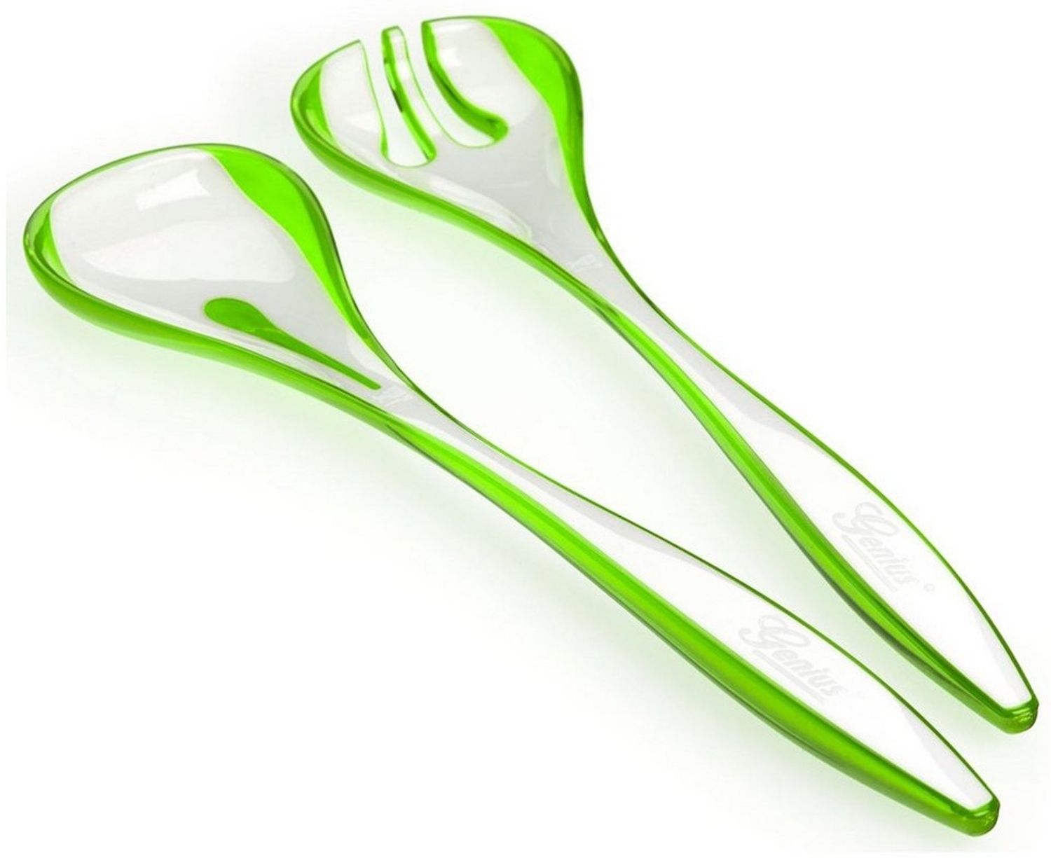 Farbauswahl Genius Salatbesteck Salat Besteck Salatlöffel Salatzange Salatgabel Weiß-Kiwi Bild 1