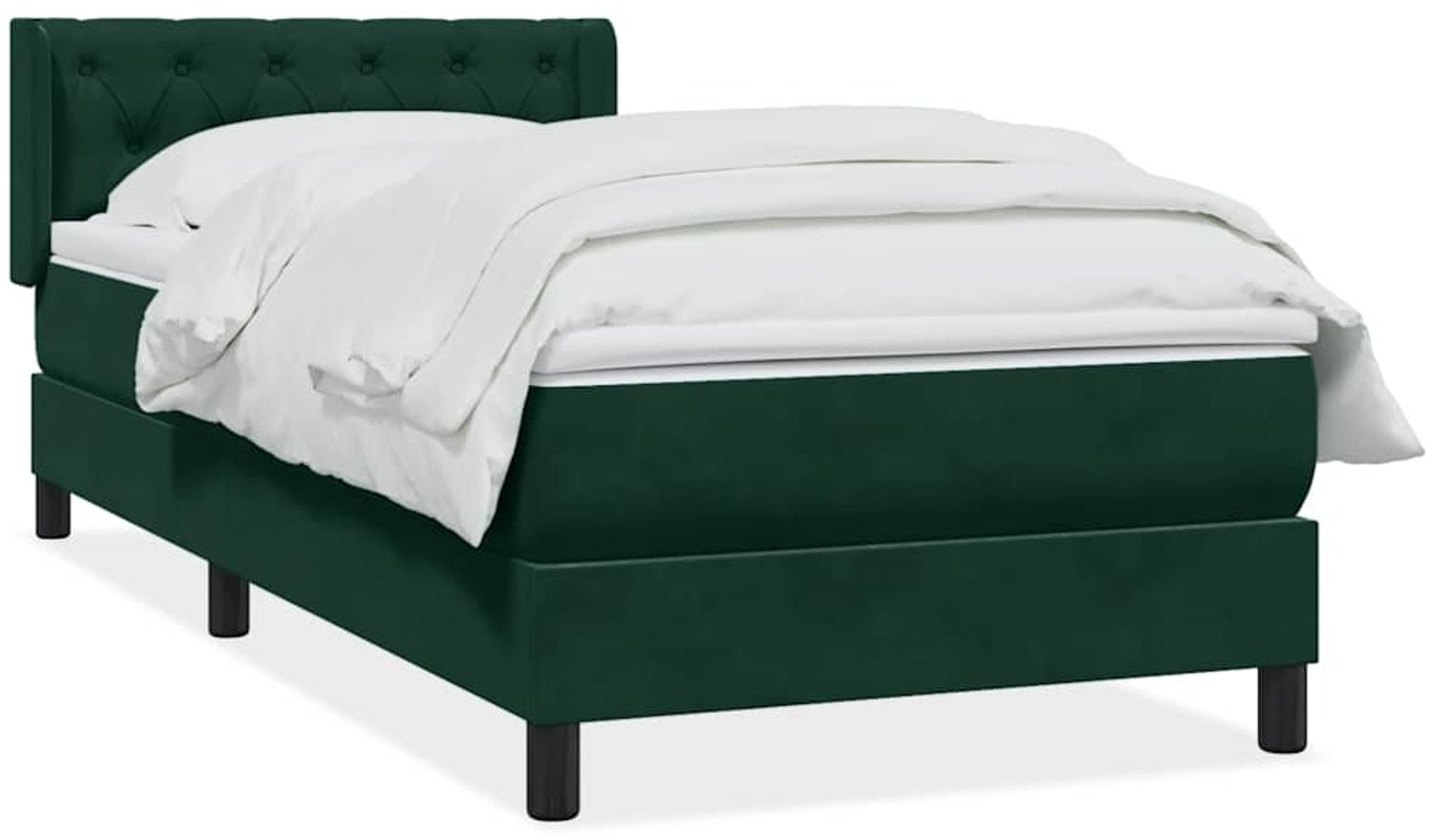 vidaXL Boxspringbett mit Matratze Dunkelgrün 80x220 cm Samt 3318390 Bild 1