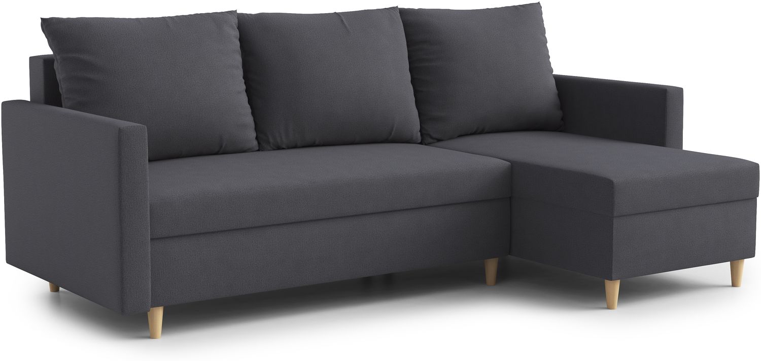 AX LIVING Walston 3-Sitzer Couch mit Schlaffunktion – Ecksofa 224cm Anthrazit Bild 1