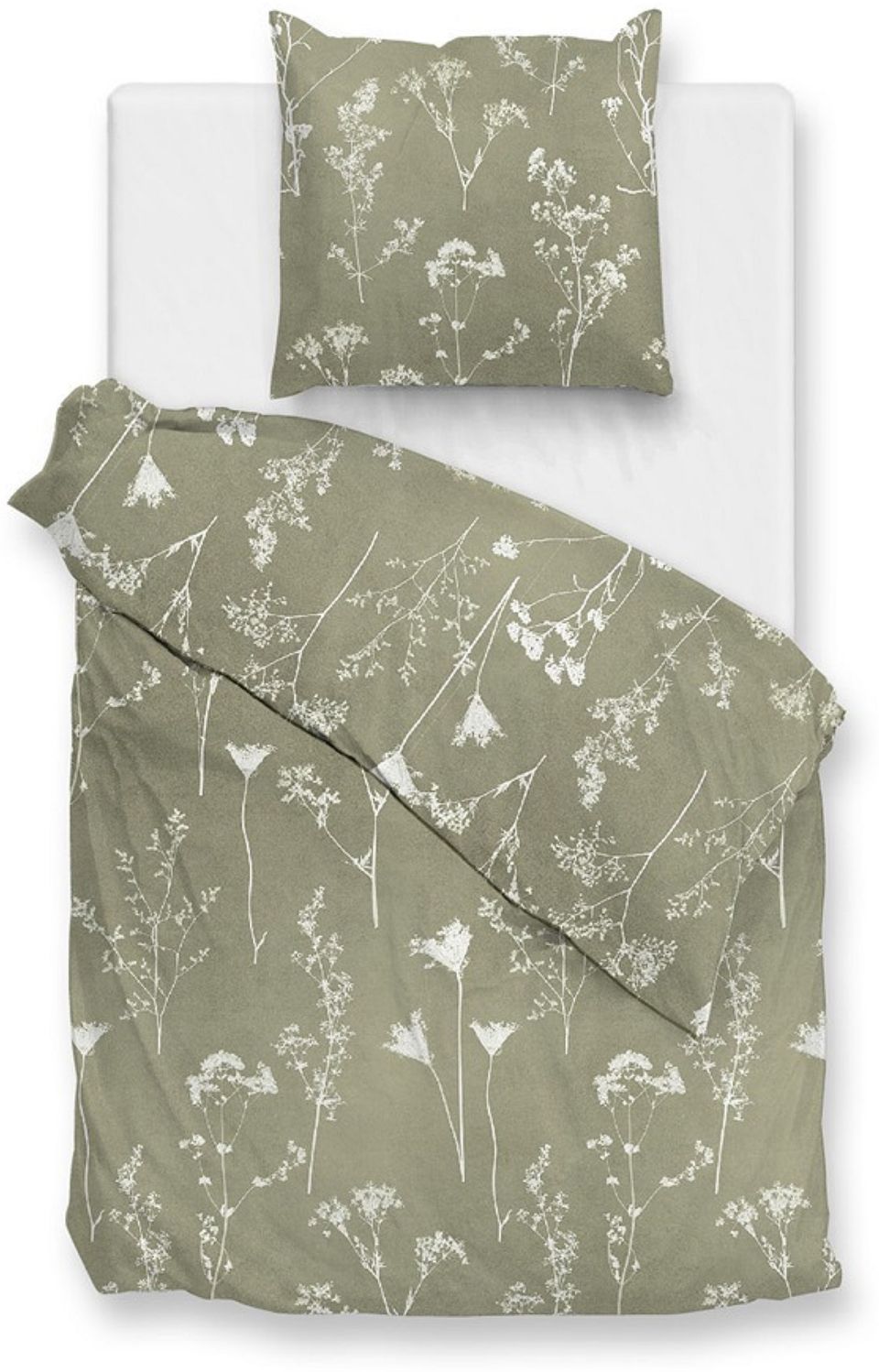 Zo! Home Flanell Bettwäsche 135x200 Yarrow Green Gräser Halme Bild 1