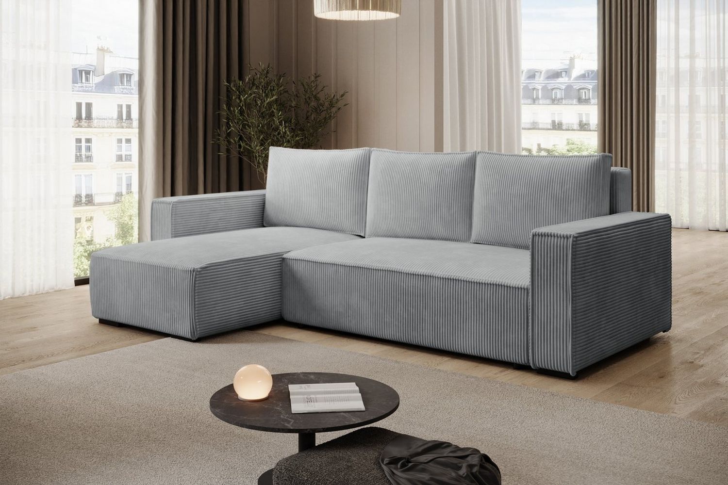 storez24 Ecksofa Letto, mit Bettkasten und Schlaffunktion, Cordstoff, L-Form, bequem Bild 1