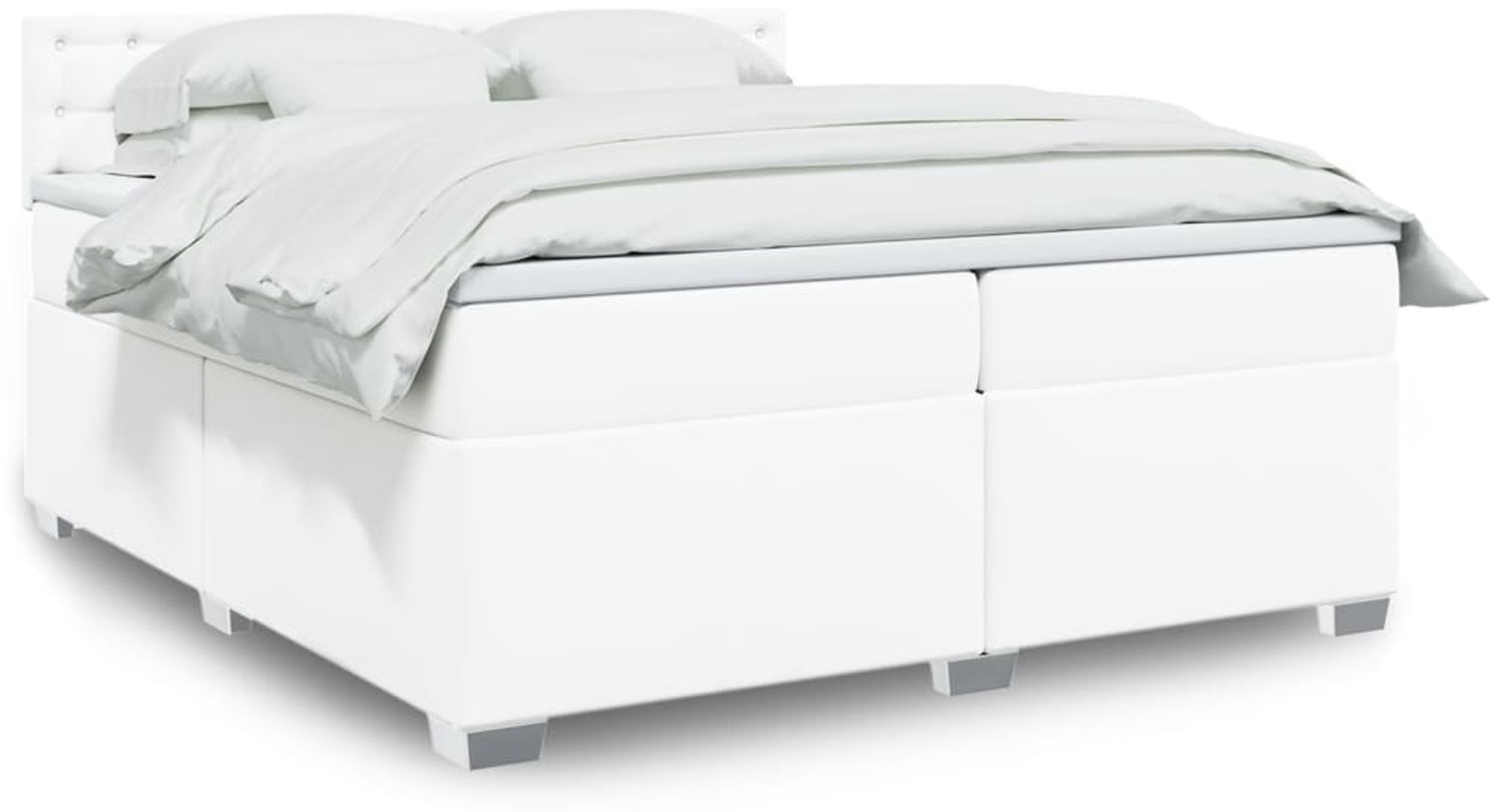 vidaXL Boxspringbett mit Matratze Weiß 200x200 cm Kunstleder 3286137 Bild 1