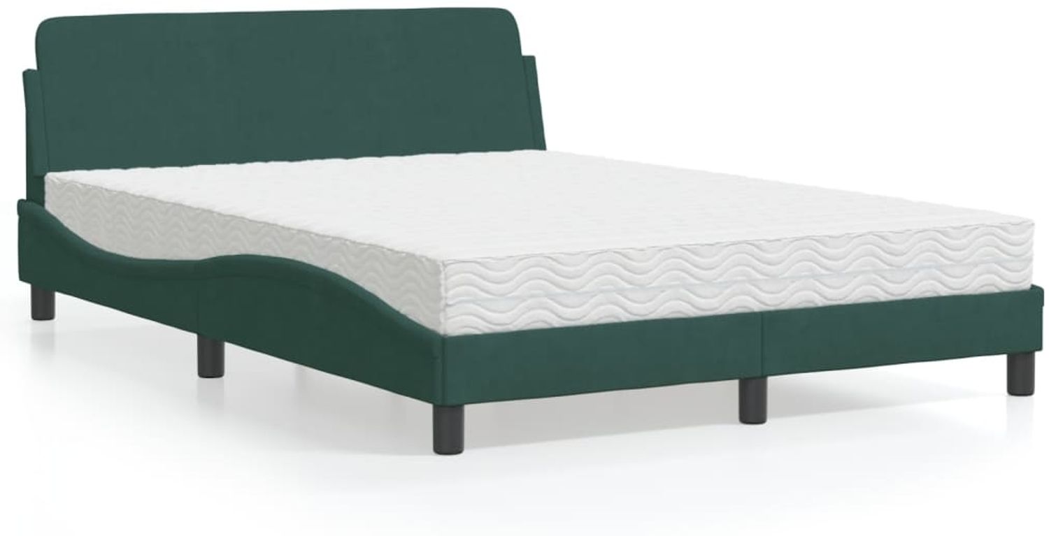 vidaXL Bett mit Matratze "Dover" Dunkelgrün 120x200 cm Samt 3208374 Bild 1