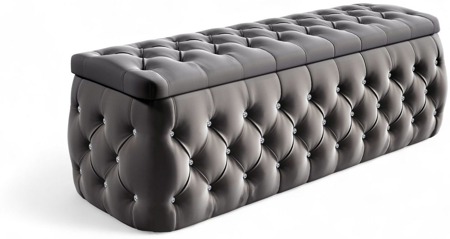 Polsterhocker mit Stauraum Betthocker SEVRA 120x50x45 cm Elisa Velvet Anthrazit Bild 1