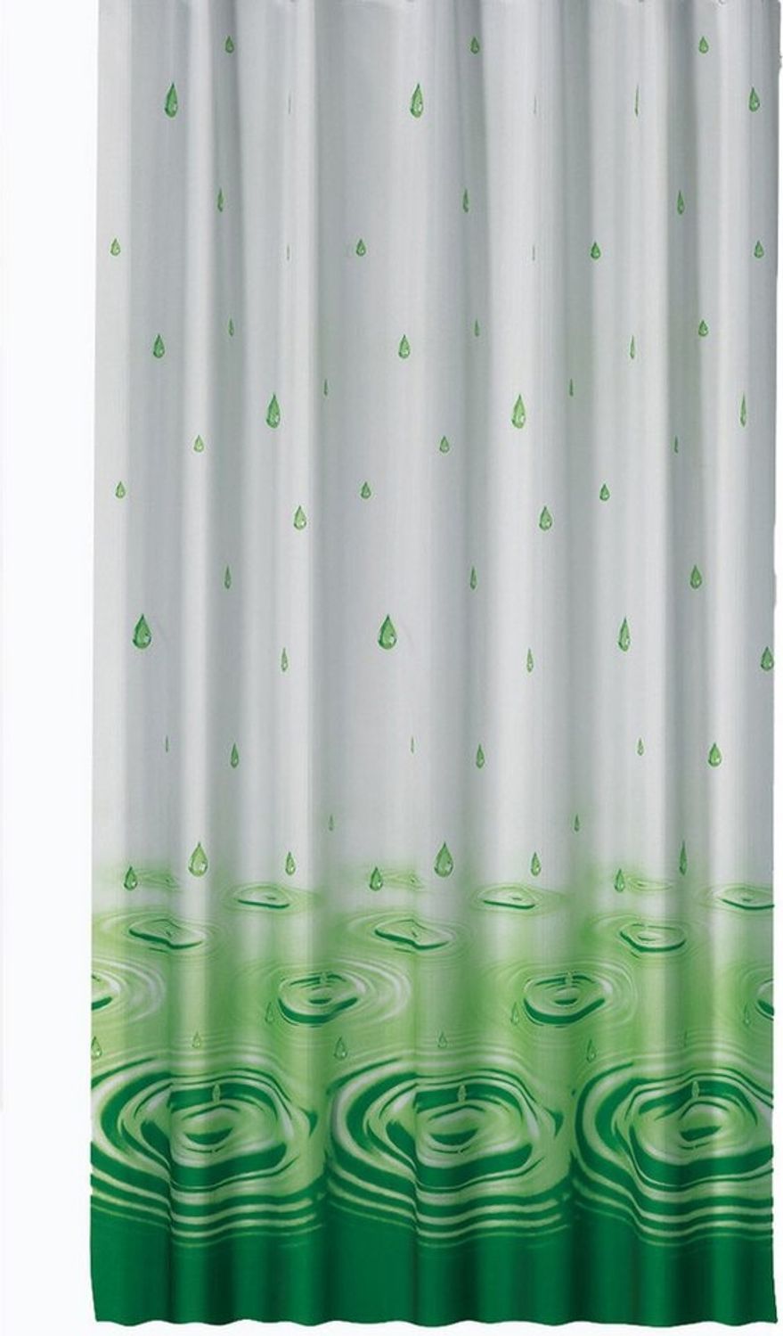 Ekershop Duschvorhang Textil "Wassertropfen Grün" Regen für Duschstange Breite 120 cm (inkl. Ringe), Höhe 200 cm, wasserabweisend, waschbar, bügelbar Bild 1