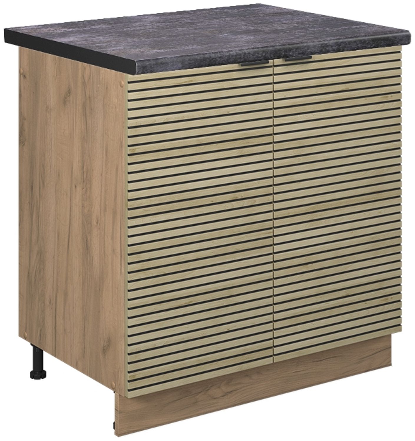 Spülenunterschrank Fame-Line Eiche Paneel 80 cm , AP Anthrazit Vicco Bild 1