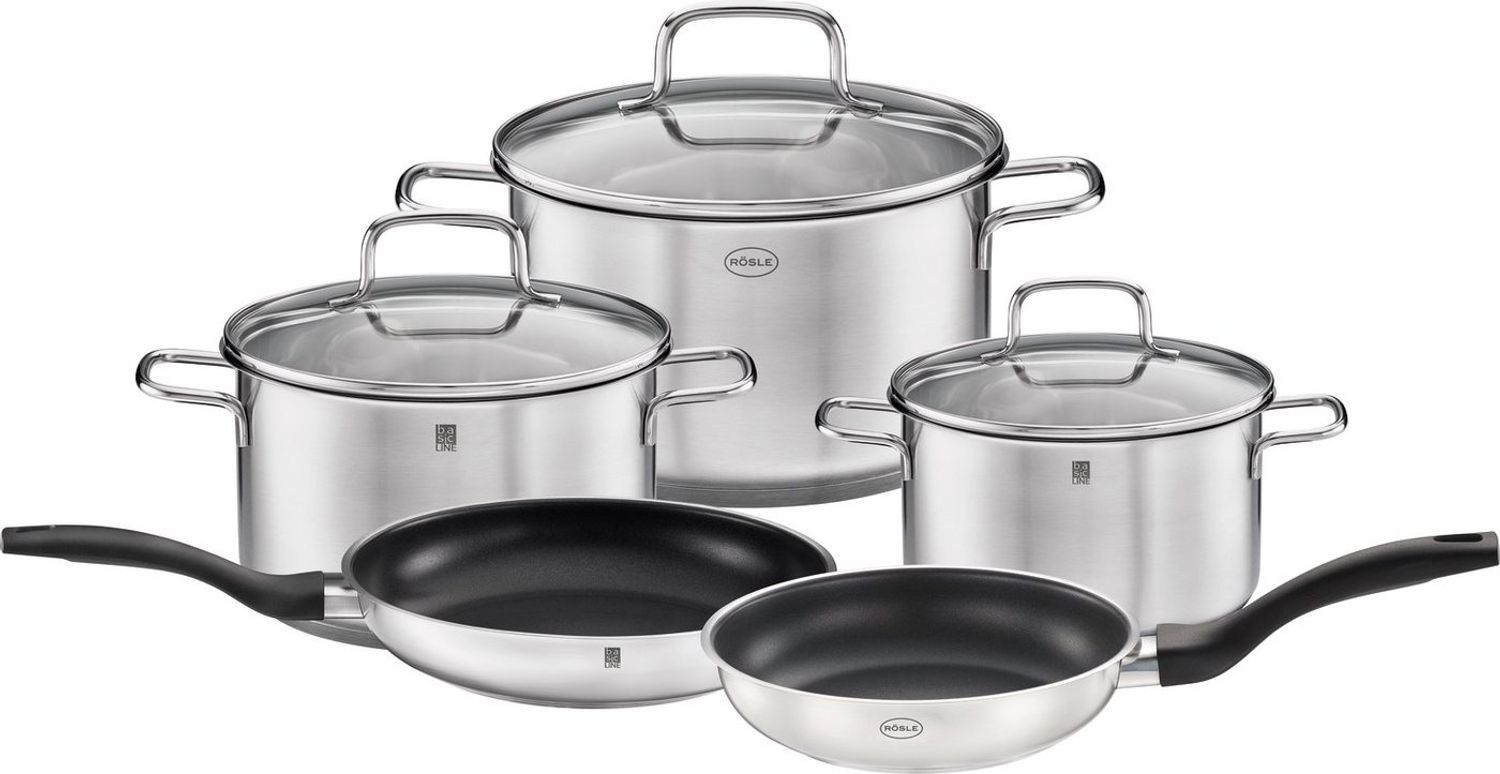 RÖSLE Topf-Set Pfannen Kochtöpfe alle Herdarten auch Induktion 5teilig Edelstahl Bild 1