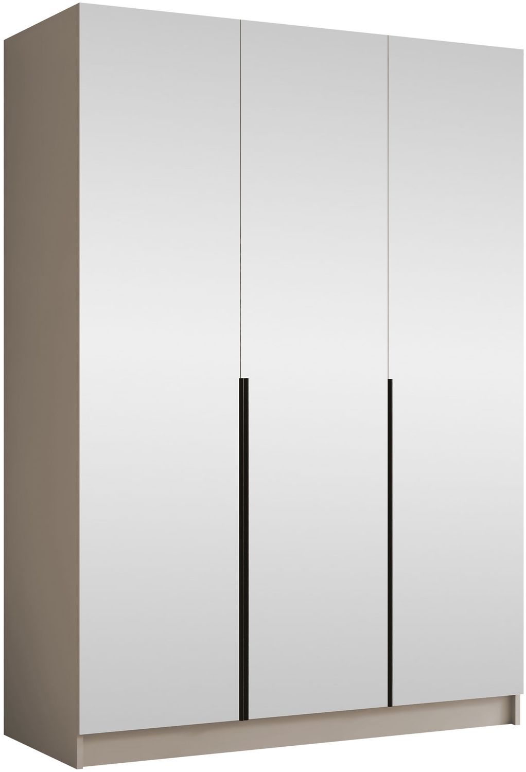 Mirjan24 'Cikzori' Kleiderschrank mit Einlegeböden und Kleiderstange, 3-türig, Laminatplatte, 215 x 58 x 150 cm, Cashmere / Schwarz, mit Spiegelfront Bild 1