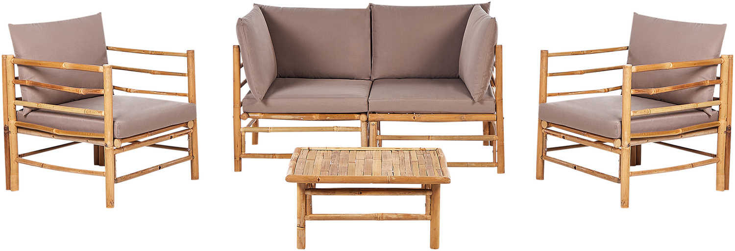 Lounge Set mit Tisch CERRETO Bambusholz Taupe Bild 1