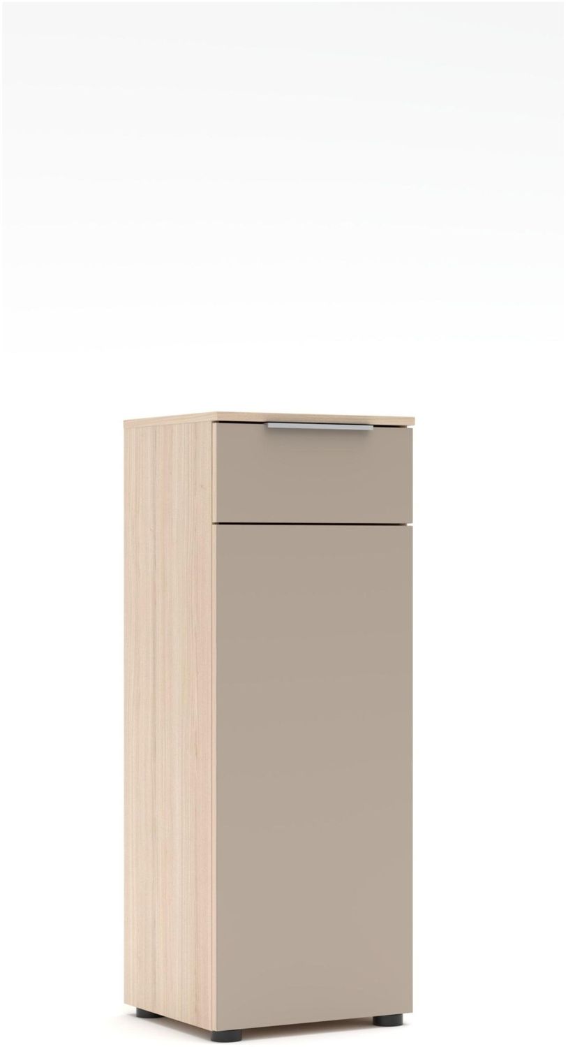 Kompakter Büroschrank SANTORIN Riva Eiche & Glas Cashmere 110 cm Bild 1