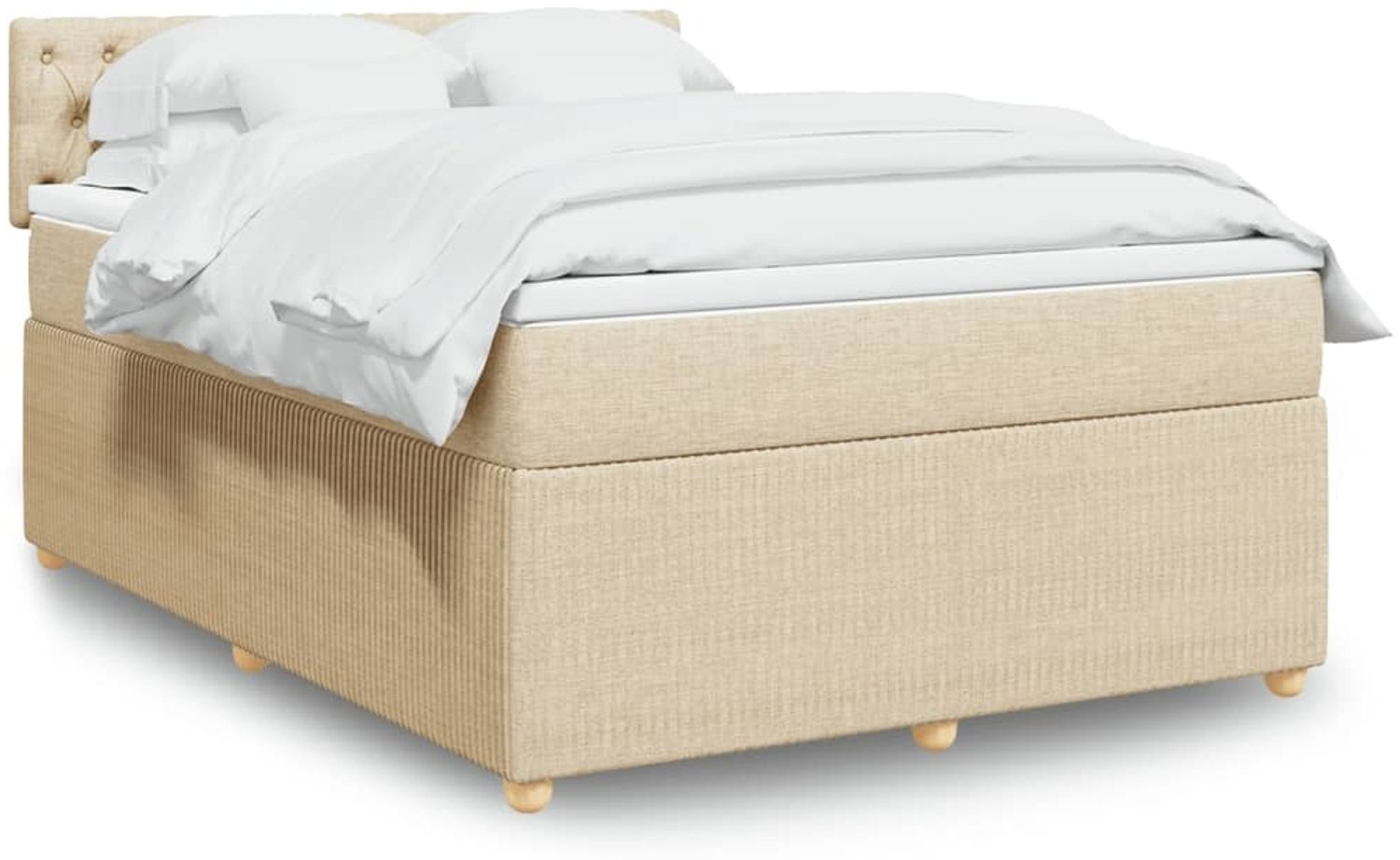 vidaXL Boxspringbett mit Matratze Creme 140x200 cm Stoff 3287491 Bild 1