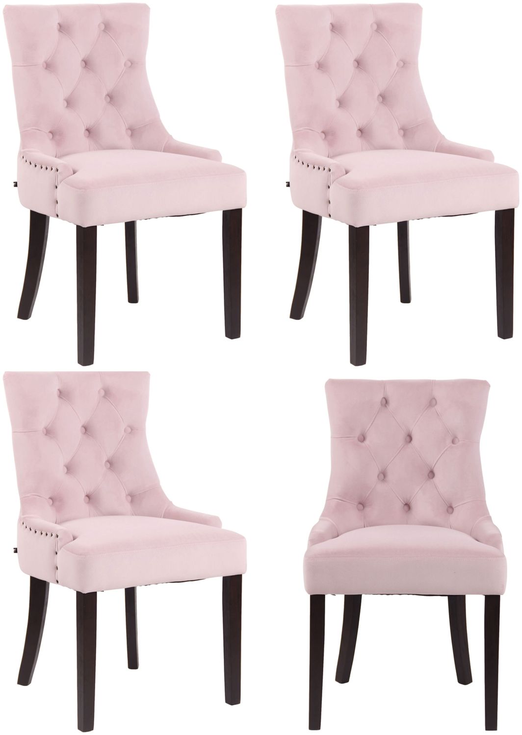CLP 4er Set Esszimmerstuhl Aberdeen Samt Antikes Design mit Gestell aus Kautschukho,pink antik Bild 1
