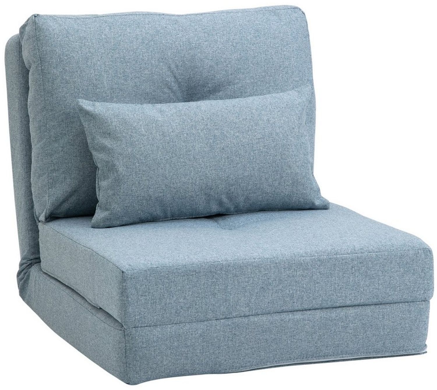 HOMCOM Schlafsofa mit verstellbarer Rückenlehne, Zierkissen, Bodensofa 1 Teile, für Wohnzimmer, Schlafzimmer, Leinen, Himmelblau Bild 1