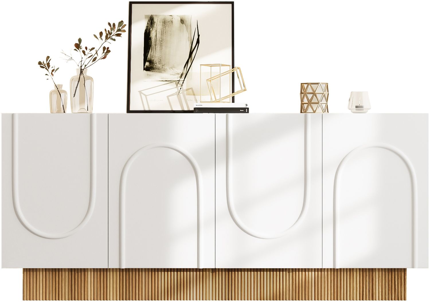 Moderner Sideboard-Schrank mit 4 Türen, großem Stauraum und klarer U-Form-Struktur – Stilvolle Aufbewahrung für Wohnzimmer & Essbereich, praktische Mehrfachfächer für organisierte Ordnung, 160×75×38cm Bild 1