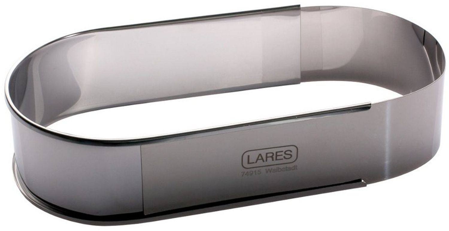 Lares - Backform/Backrahmen - aus rostfreiem Edelstahl - oval, in Folie - extra breit - verstellbare Länge - Made in Germany Bild 1