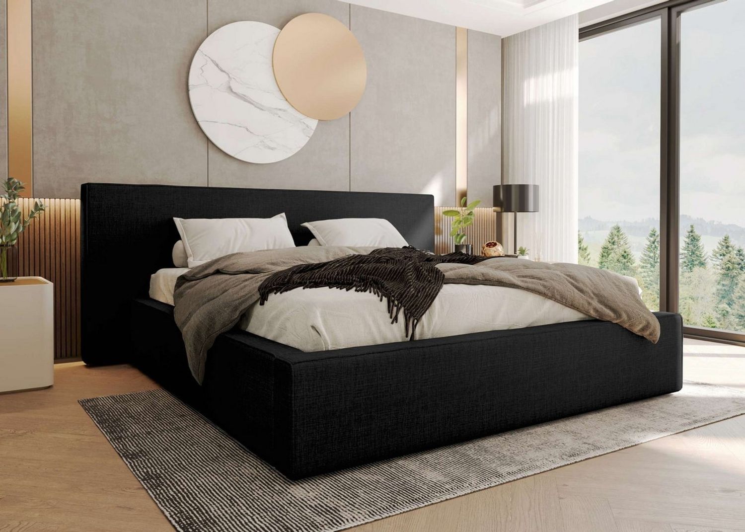 99rooms Polsterbett Tivio (Schlafzimmerbett, Polsterbett), 140–200x200 cm, Velours VOSS, mit Lattenrost & Bettkasten Bild 1