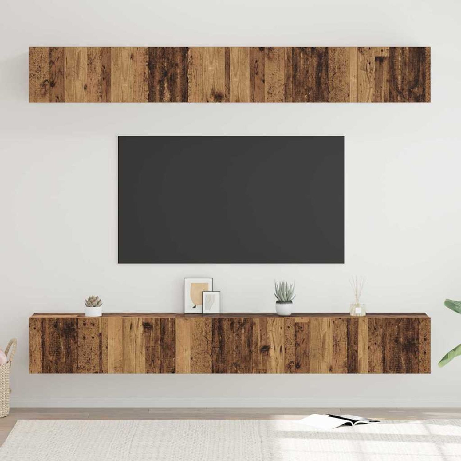 vidaXL TV-Schrankset Wandmontiert 6 pcs Altholz Holzwerkstoff 3393474 Bild 1