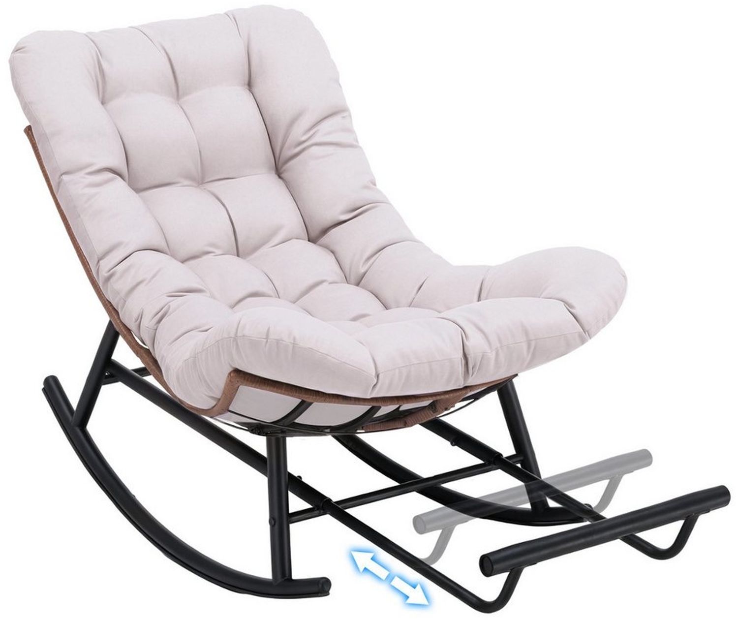 COMHOMA Schaukelstuhl XXL Outdoor, Schaukelsessel mit Sitzpolster für In- & Outdoor, breite Schaukelliege mit extra dickem Sitzkissen Bild 1