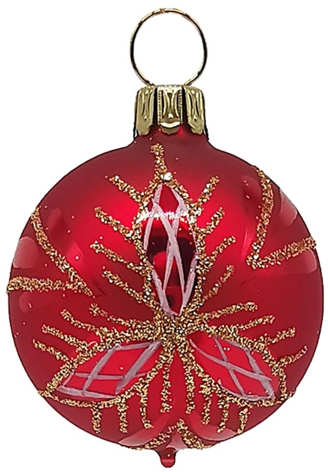 Christbaumkugel Ø4cm, rot matt, Waffelmuster - Schatzhauser Weihnachtsschmuck Bild 1