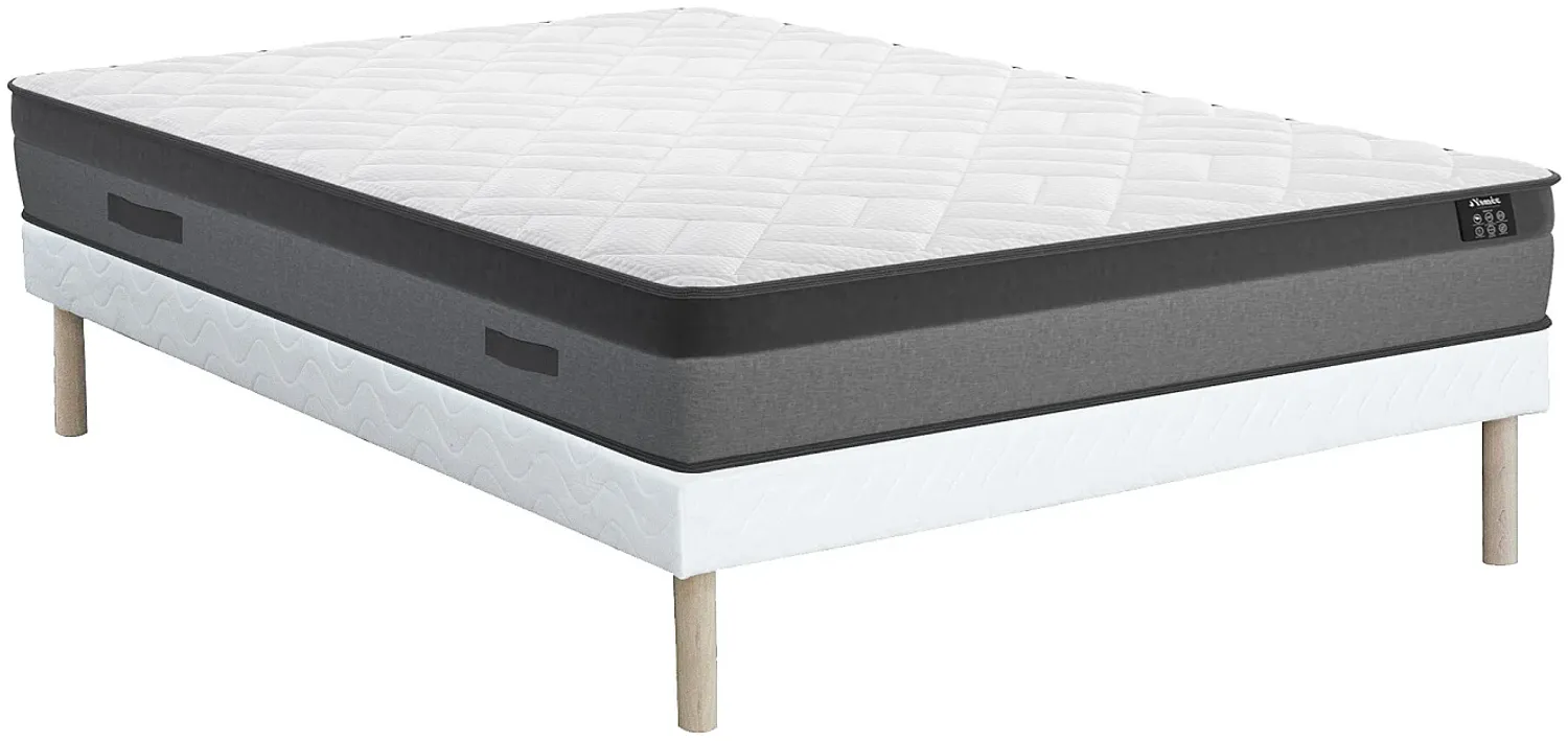Vente-unique - ILLUSION Mattress and bed base set Stoff Weiß - B 140 cm x H 31 cm24 cm x L 190 cm Bild 1