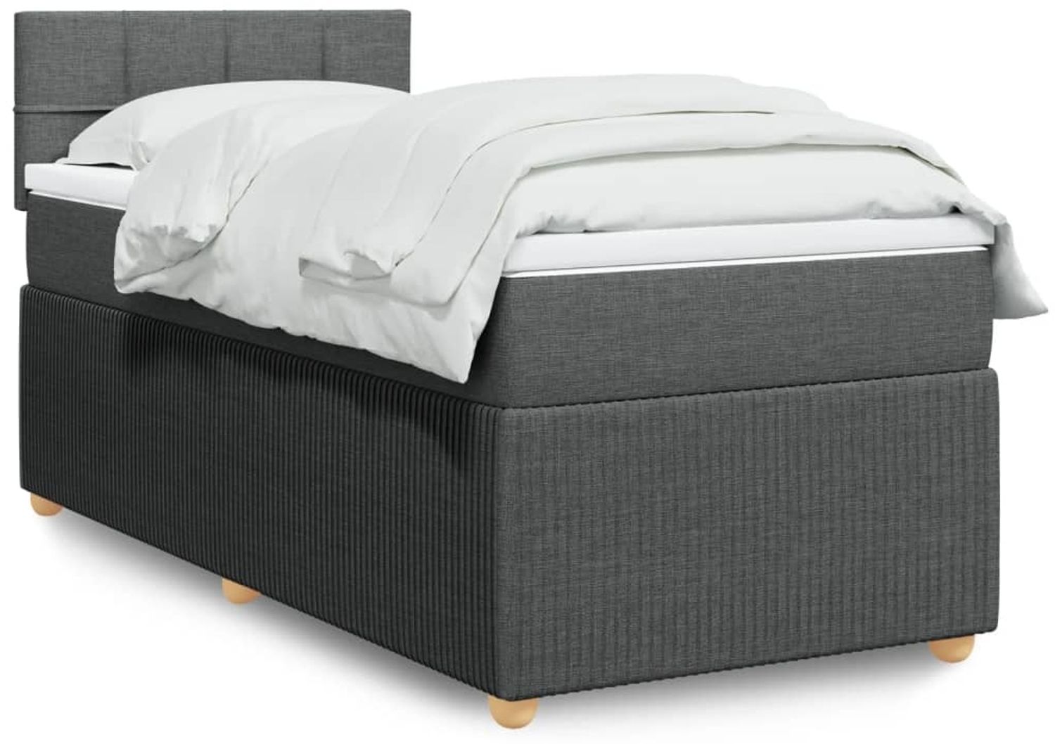 vidaXL Boxspringbett mit Matratze Dunkelgrau 90x190 cm Stoff 3287312 Bild 1