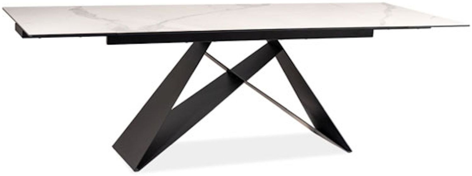 Esstisch Konferenztisch Westin III 160-240x90x76cm Marmor weiß schwarz ausziehbar Bild 1