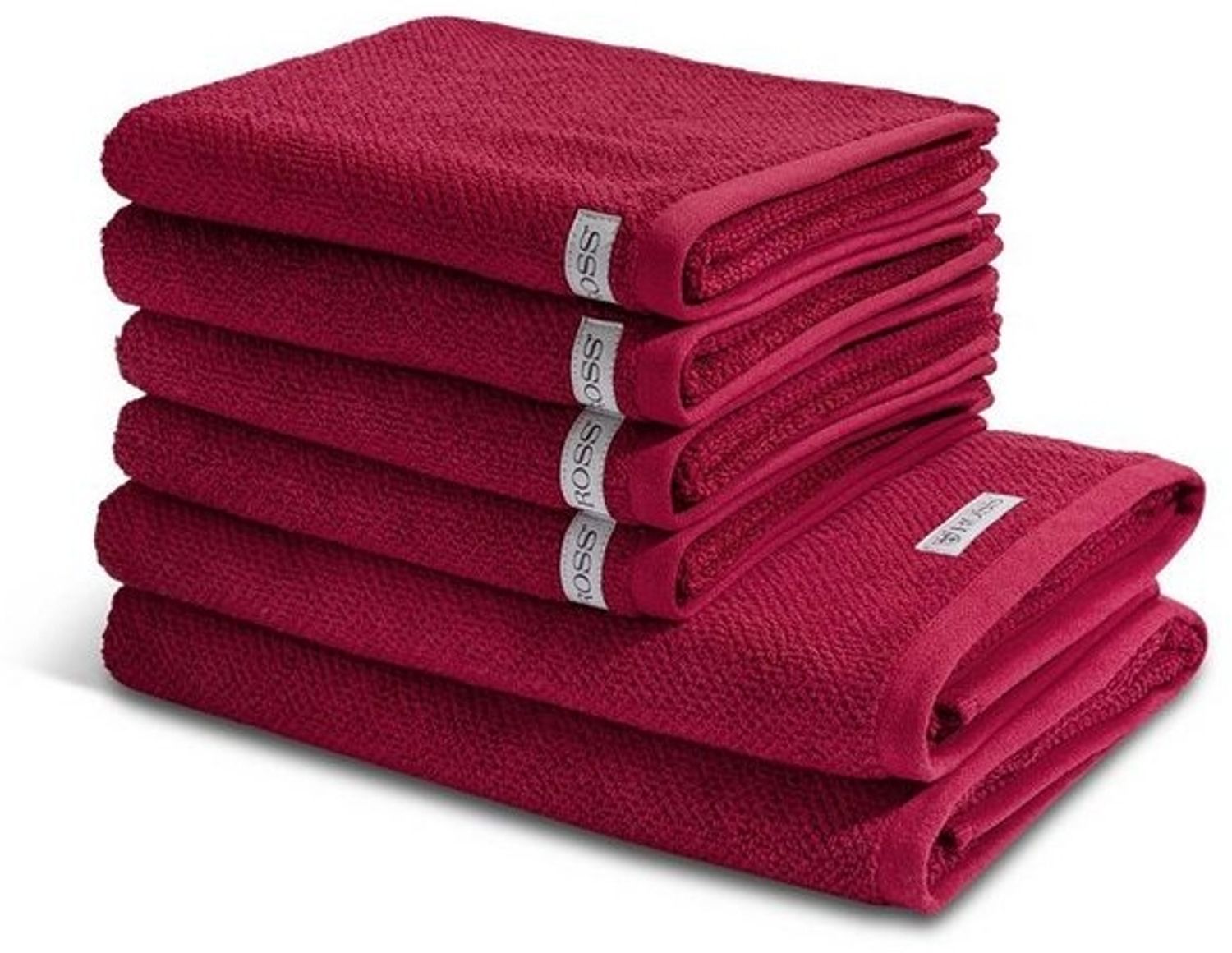 Ross Selection 6 tlg. Frottier-Set - 4 X Handtuch (50 X 100cm), 2 X Duschtuch (70 X 140cm) - 540 g/m2 - Rubin Bild 1