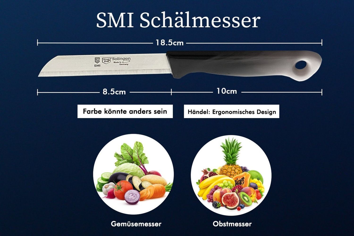 SMI Obstmesser 6-tlg Solingen Gemüsemesser Schälmesser Wellenschliff Küchenmesser Bild 1