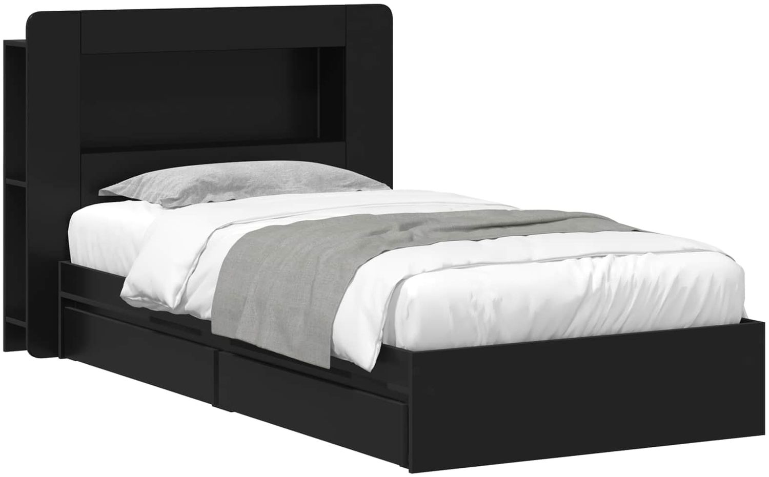 vidaXL Bettgestell mit Stauraum Schwarz 90x190 cm Holzwerkstoff 3433624 Bild 1