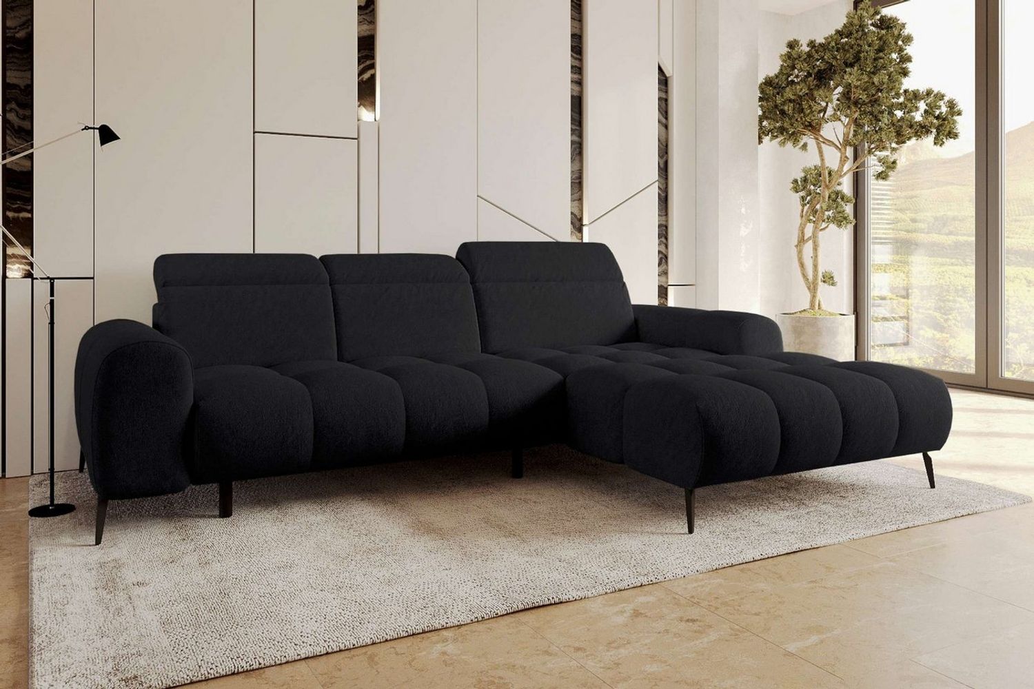 99rooms Ecksofa Milano, Sofa, L-Form, mit elektrischer Sitztiefenverstellung, Chenille APHRODITE Bild 1