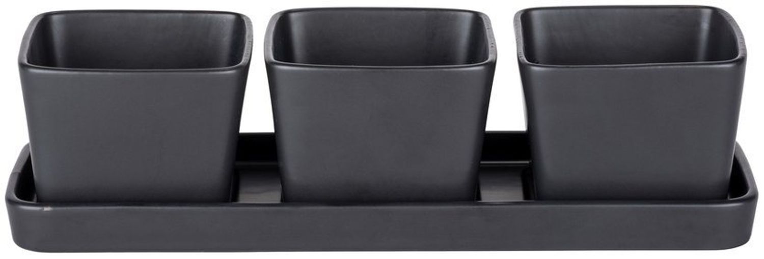 WENKO Dipschale Snack & Dip, Keramik, (Set, 3-tlg), Snackschalen für Knabbereien, Dips & Antipasti, je 300 ml, mit Tablett Bild 1