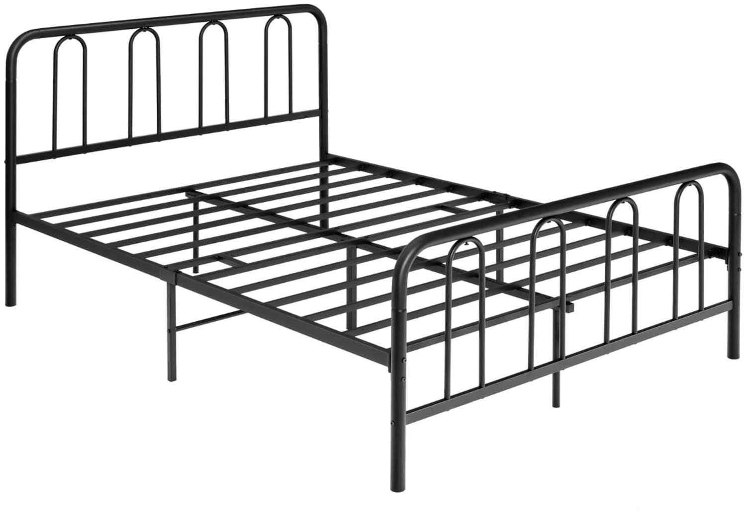 Bettrahmen aus Metall mit Kopf- und Fußteil Modernes Plattformbett 209 x 144 x 101 cm Schwarz Bild 1