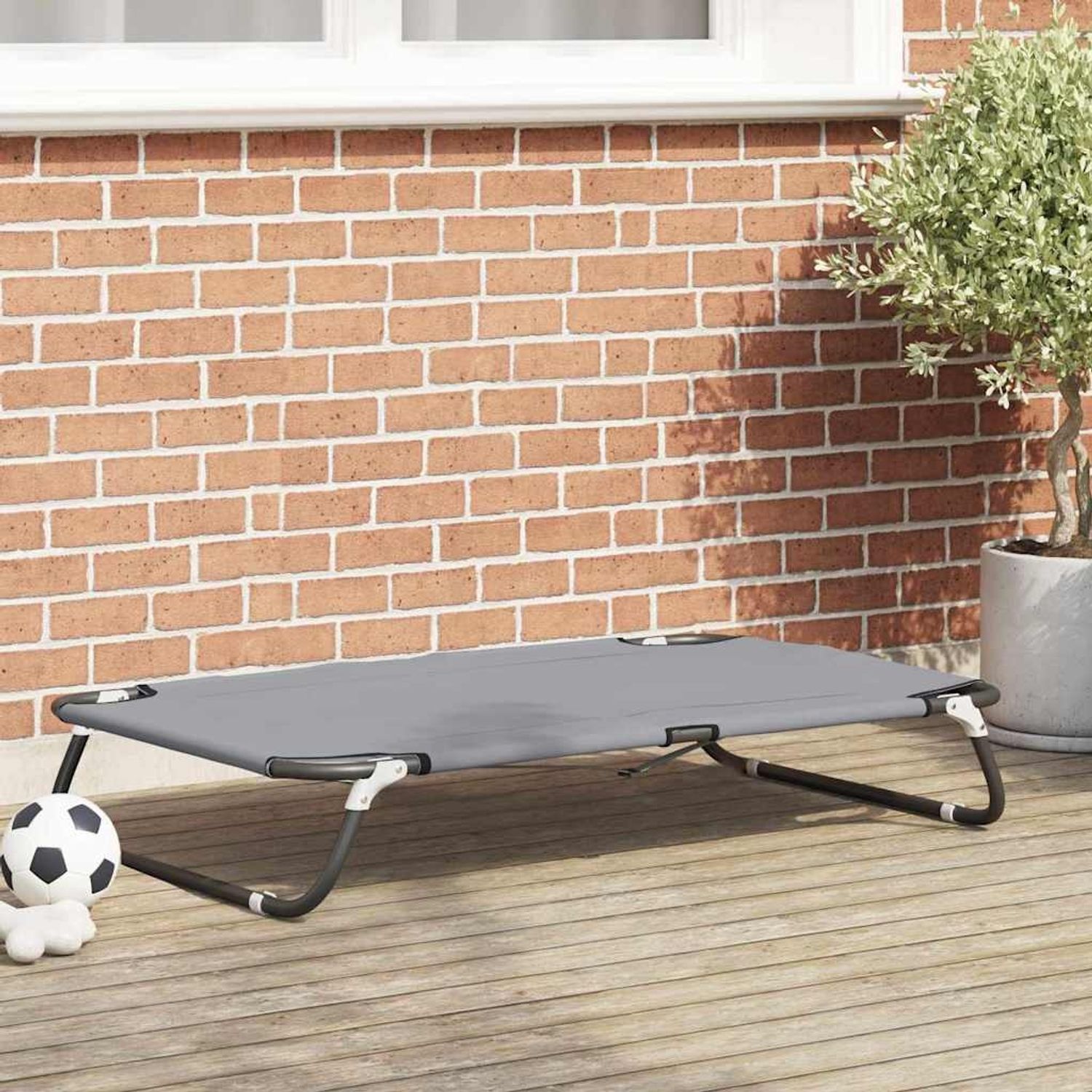 vidaXL Hundebett Hellgrau 90 x 55 x 18 cm Stahl 42008217 Bild 1