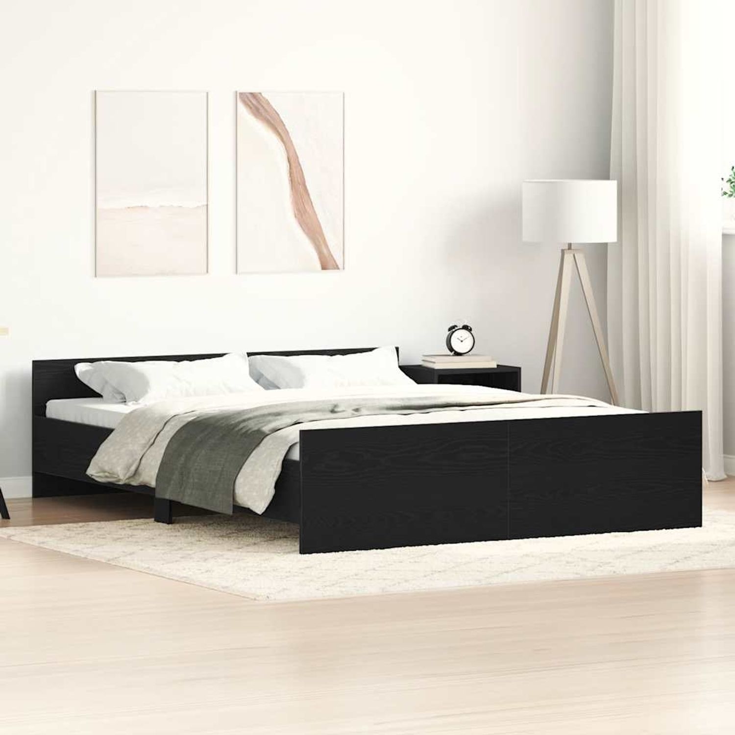 vidaXL Bettgestell ohne Matratze Schwarz Eichen-Optik 150x200 cm 3329320 Bild 1