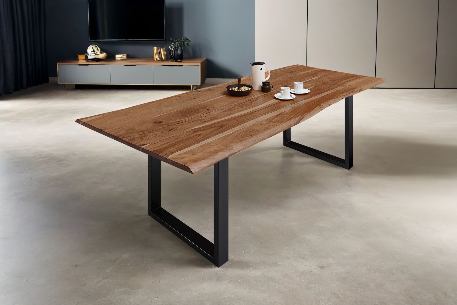 Esstisch Baumkante massiv Akazie natur 240 x 100 schwarz MILO 68278137 Bild 1
