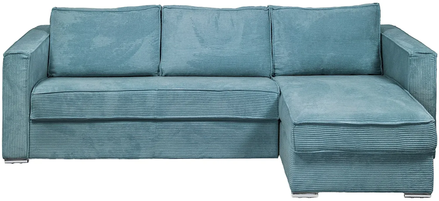 Vente-unique - LORETO Sofa SamtStoff Blau - B 223 cm152 cm x H 90 cm x L 278 cm Bild 1