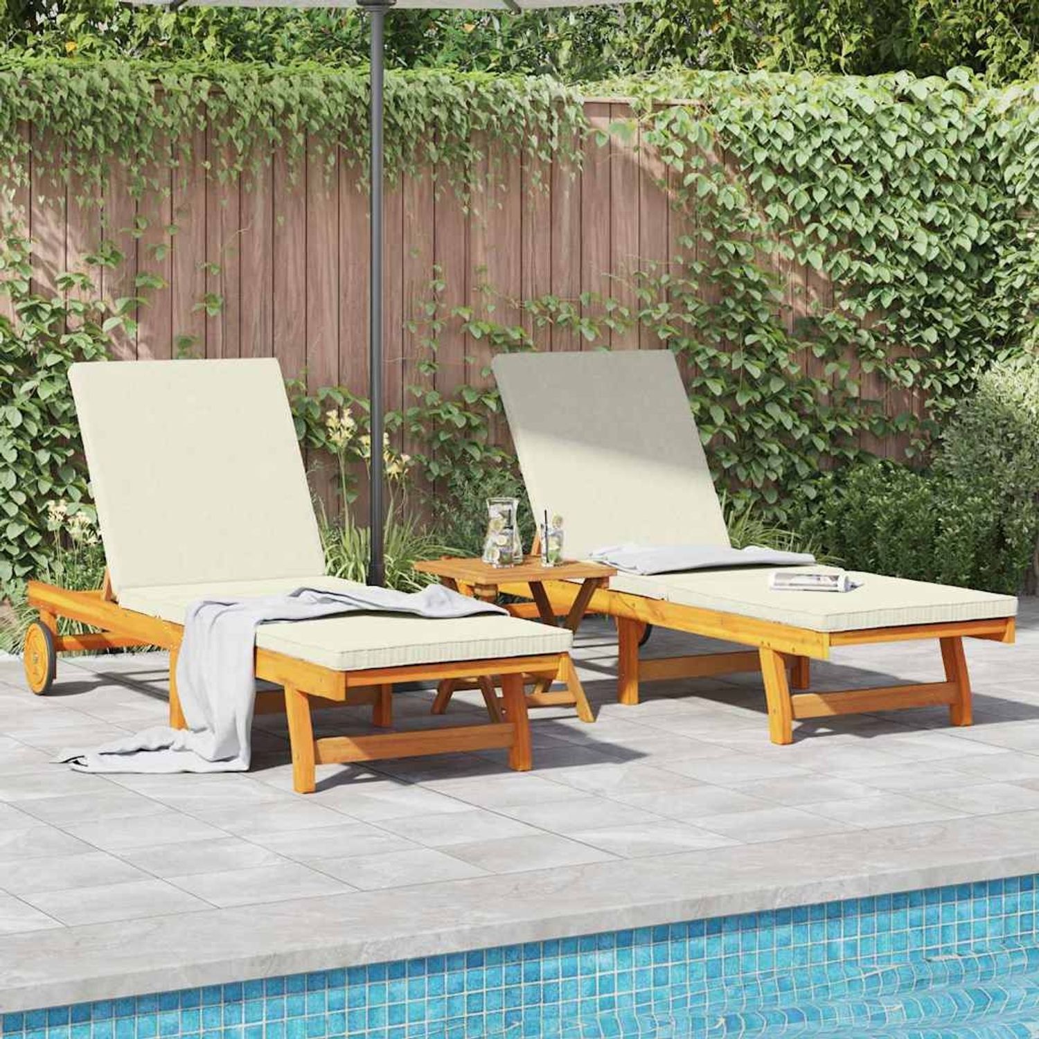 vidaXL Sonnenliege 2 pcs Braun 65 x 199 x 84 cm Massivholz Akazie 3325194 Bild 1